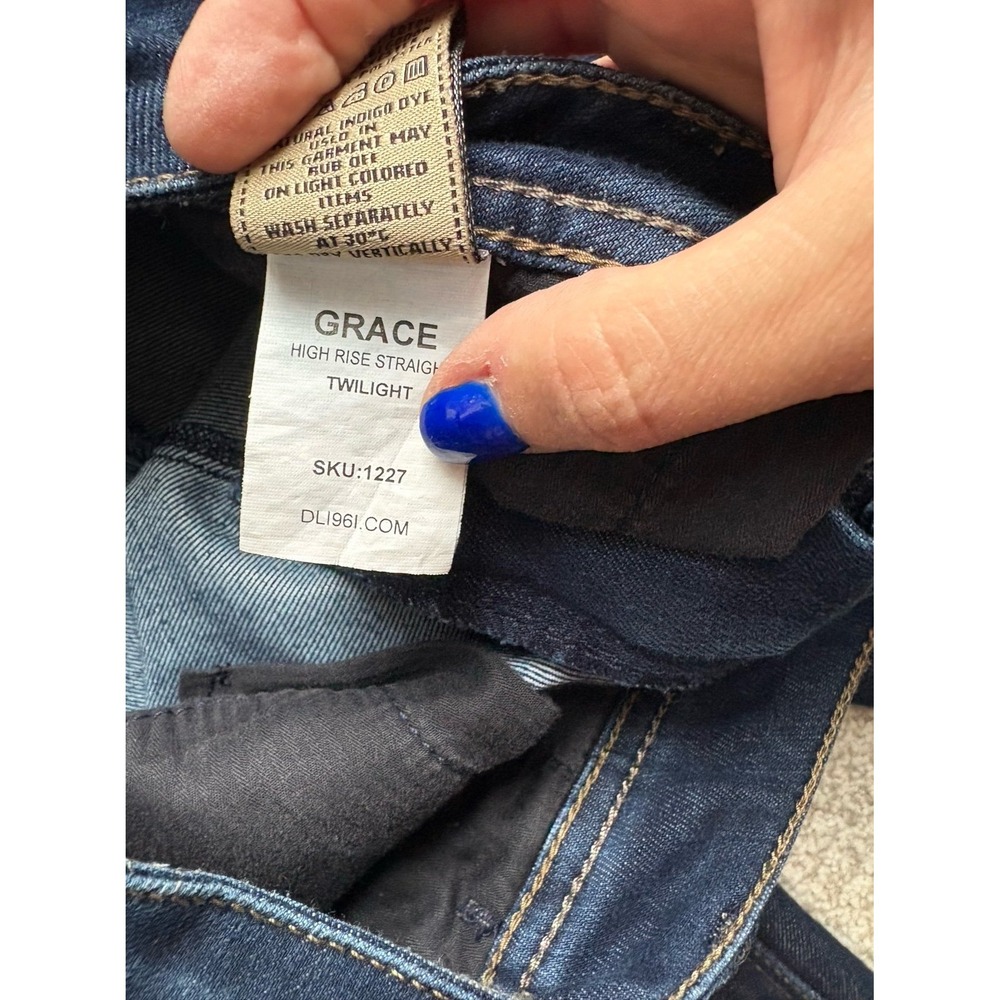 DL 1961 Grace High Rise Straight Denim Jeans Size 27 Dark Wash Classic Preppy - Picture 6 of 12